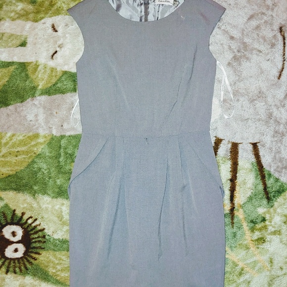 NWOT Calvin Klein Gray Sheath Dress - Picture 2 of 8